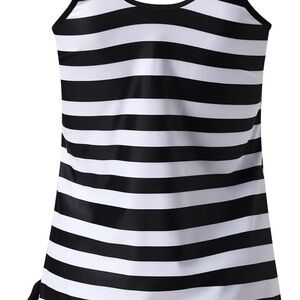 NWOT Black and White Striped Tankini Swim Suit
